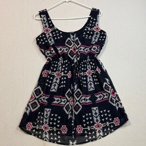 BeBop Black and Pink Geometric Mini Dress